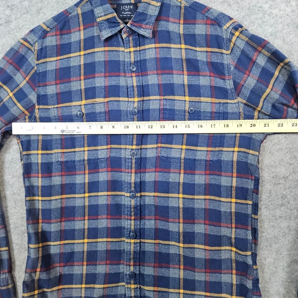 J Crew Flannel Button Up Shirt Men's Size M Multicolor Plaid‎ Long Sleeve Cotton